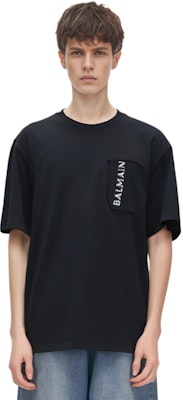 BALMAIN 黑色字母印花寬鬆短袖T恤 CH1EG105-BC61-EHR Shop BALMAIN 黑色字母印花寬鬆短袖T恤 CH1EG105-BC61-EHR