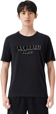 BALMAIN 黑色字母印花短袖休閒T恤 CH1EG010BB99-EGO Shop BALMAIN 黑色字母印花短袖休閒T恤 CH1EG010BB99-EGO