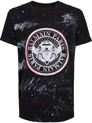 BALMAIN 黑色幾何印花Logo純棉圓領T恤 YU1EG035GB82EBE Buy BALMAIN 黑色幾何印花Logo純棉圓領T恤 YU1EG035GB82EBE