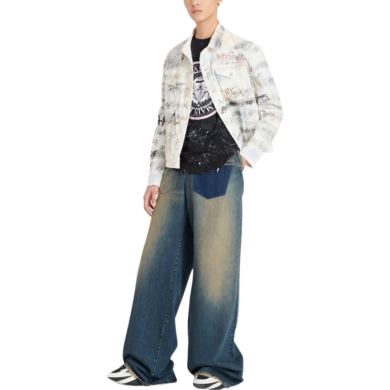 Lookbook BALMAIN 黑色幾何印花Logo純棉圓領T恤 YU1EG035GB82EBE