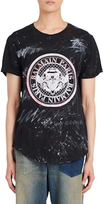 BALMAIN 黑色幾何印花Logo純棉圓領T恤 YU1EG035GB82EBE Purchase BALMAIN 黑色幾何印花Logo純棉圓領T恤 YU1EG035GB82EBE