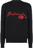 BALMAIN Black Logo Knitted Pattern Crewneck Sweater. DH0KD000-KH32-EAE BALMAIN Black Logo Knitted Pattern Crewneck Sweater. DH0KD000-KH32-EAE