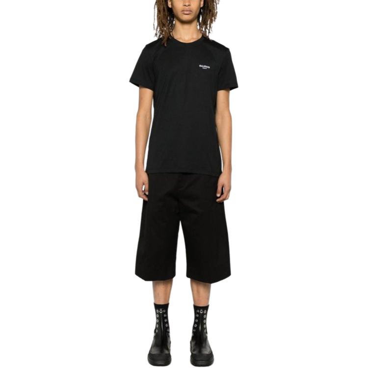Lookbook BALMAIN 黑色標誌字母寬鬆短袖圓領T恤 CH1EF000-BB04-EAB