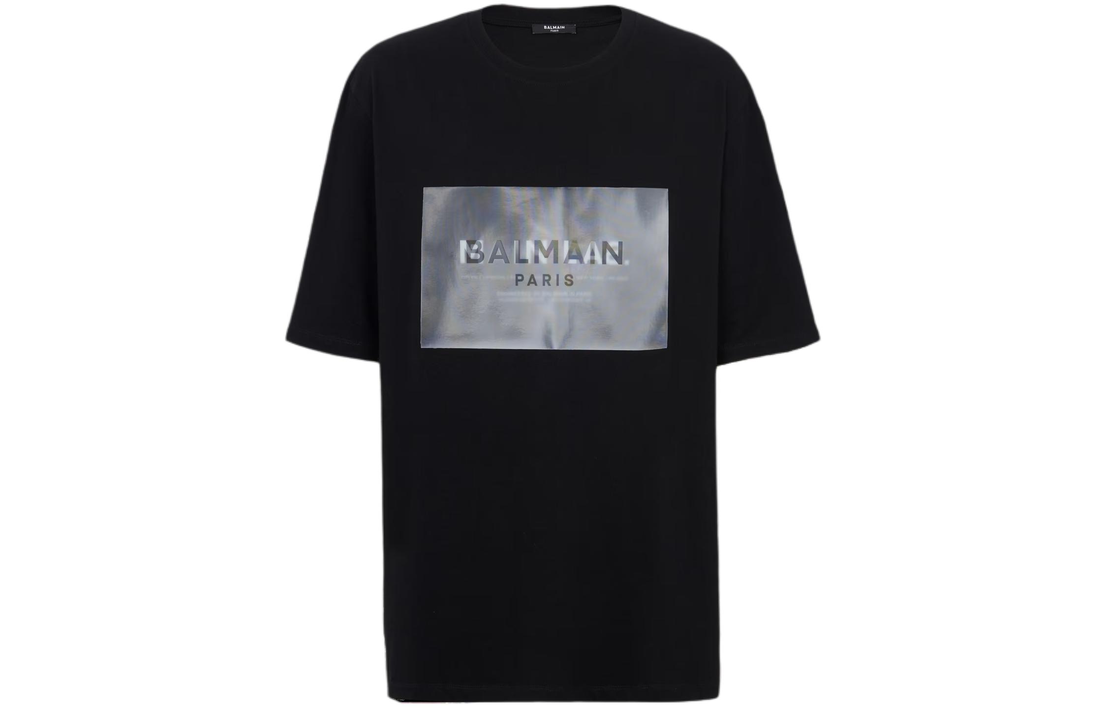 Order 발망 블랙 로고 프린트 크루넥 반팔 티셔츠 CH6EH015-BC69-0PA