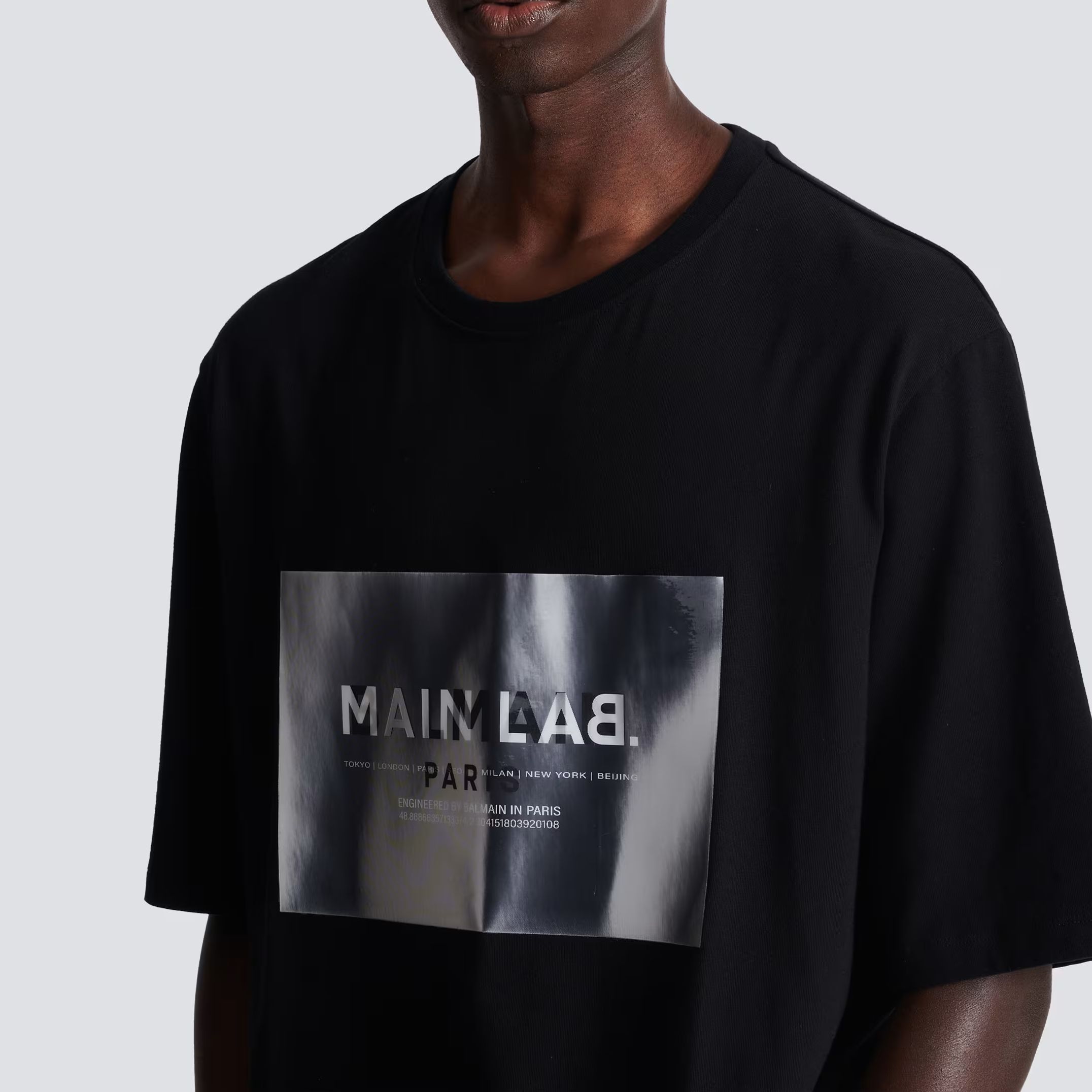 Cheap 발망 블랙 로고 프린트 크루넥 반팔 티셔츠 CH6EH015-BC69-0PA