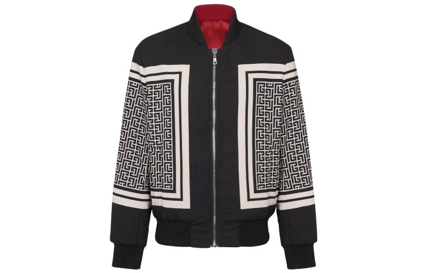 BALMAIN  Black Logo Print High Collar Jacket BH1TF354XG25-EJH