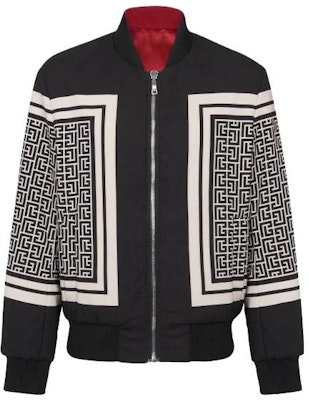 발망 블랙 로고 프린트 하이 칼라 자켓 BH1TF354XG25-EJH Order 발망 블랙 로고 프린트 하이 칼라 자켓 BH1TF354XG25-EJH