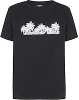 BALMAIN Black Palm Tree Signature Print Crewneck T-Shirt. DH1EF000-GD85-EAB BALMAIN Black Palm Tree Signature Print Crewneck T-Shirt. DH1EF000-GD85-EAB
