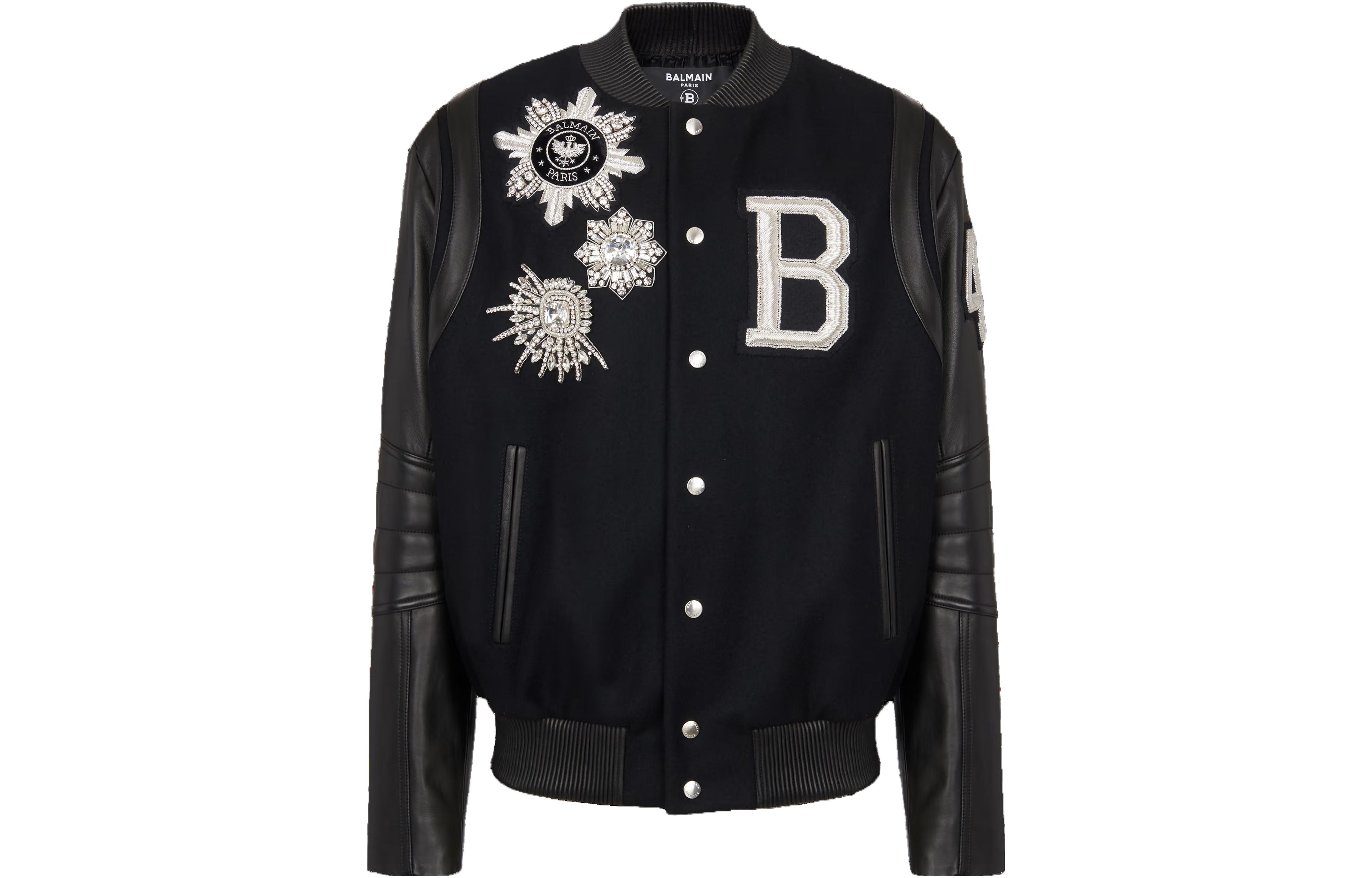 BALMAIN  Black Single-Breasted Jacket with Letter Print Design. BH1TF335PB86EACB