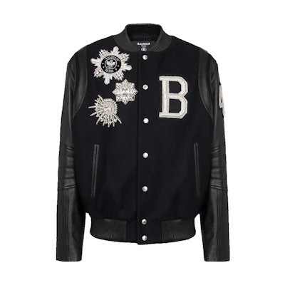 BALMAIN Black Single-Breasted Jacket with Letter Print Design. BH1TF335PB86EACB