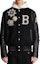Lookbook BALMAIN Jaket Hitam Single-Breasted dengan Desain Cetak Huruf. BH1TF335PB86EACB