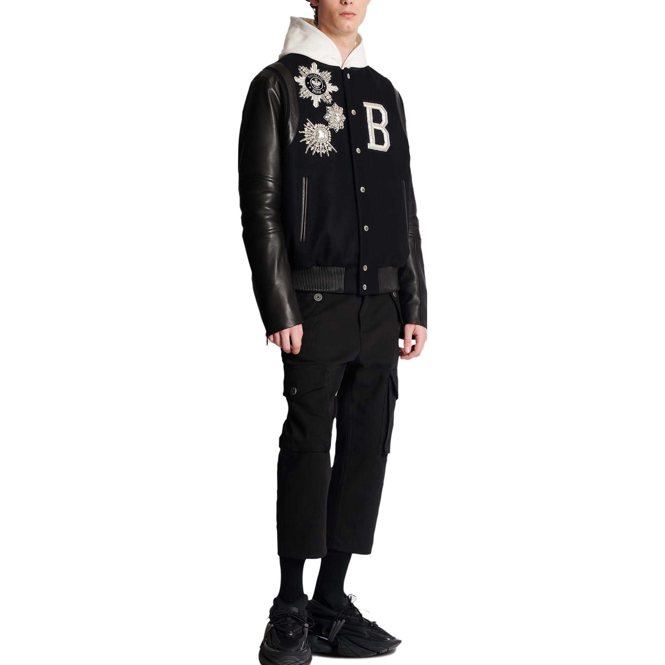 Purchase BALMAIN Jaket Hitam Single-Breasted dengan Desain Cetak Huruf. BH1TF335PB86EACB