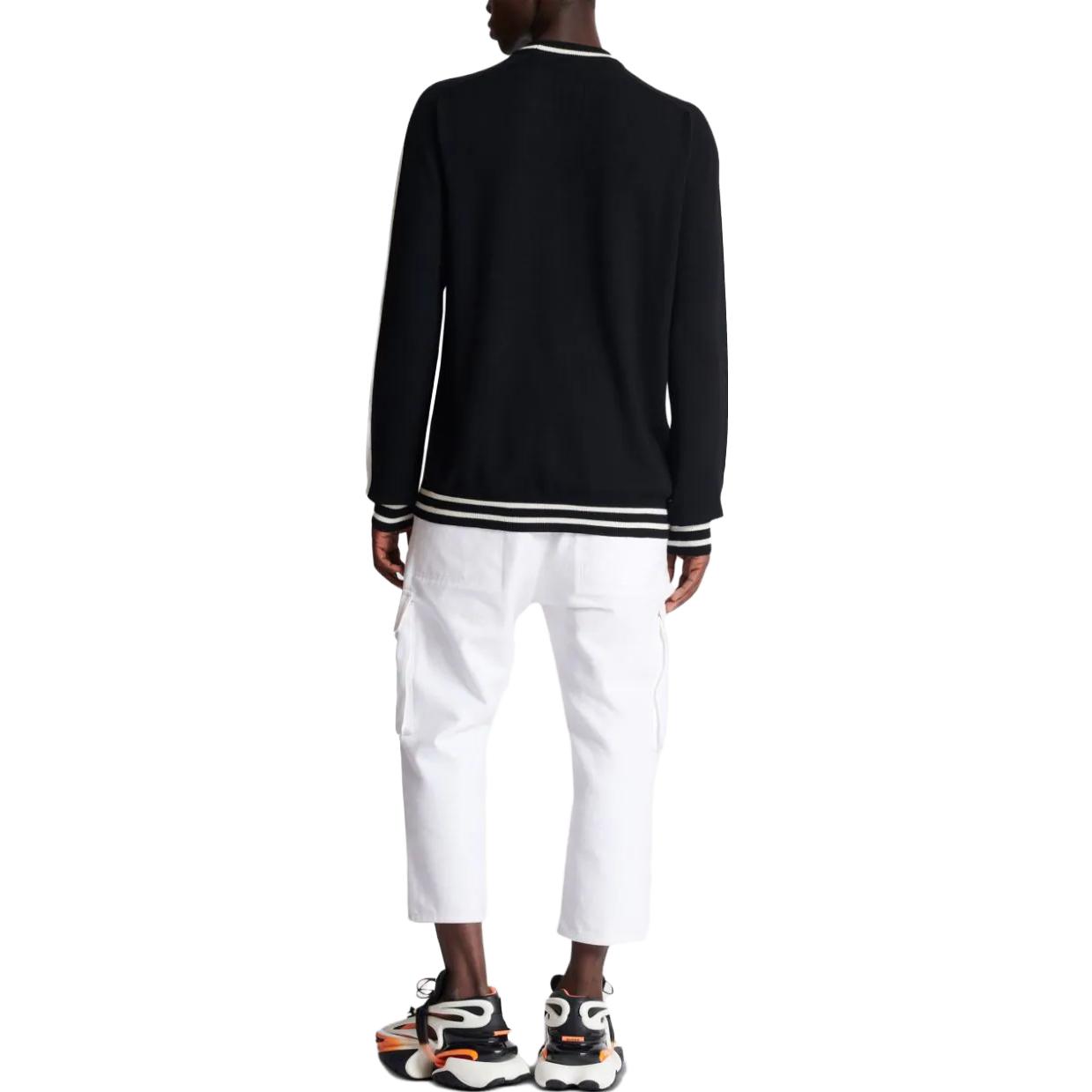 Shop 巴尔曼 黑色条纹刺绣Logo圆领毛衣 CH1KD025-KF85-EER