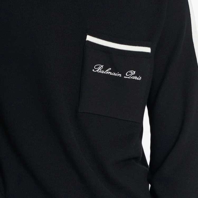 Sizing 巴尔曼 黑色条纹刺绣Logo圆领毛衣 CH1KD025-KF85-EER