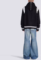 Shop BALMAIN 黑色條紋細節連帽單排扣夾克. YH1TF215WB460PA
