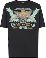 BALMAIN Black T-Shirt with Letter Pattern Design. CH1EG000-GD28-EAH BALMAIN Black T-Shirt with Letter Pattern Design. CH1EG000-GD28-EAH