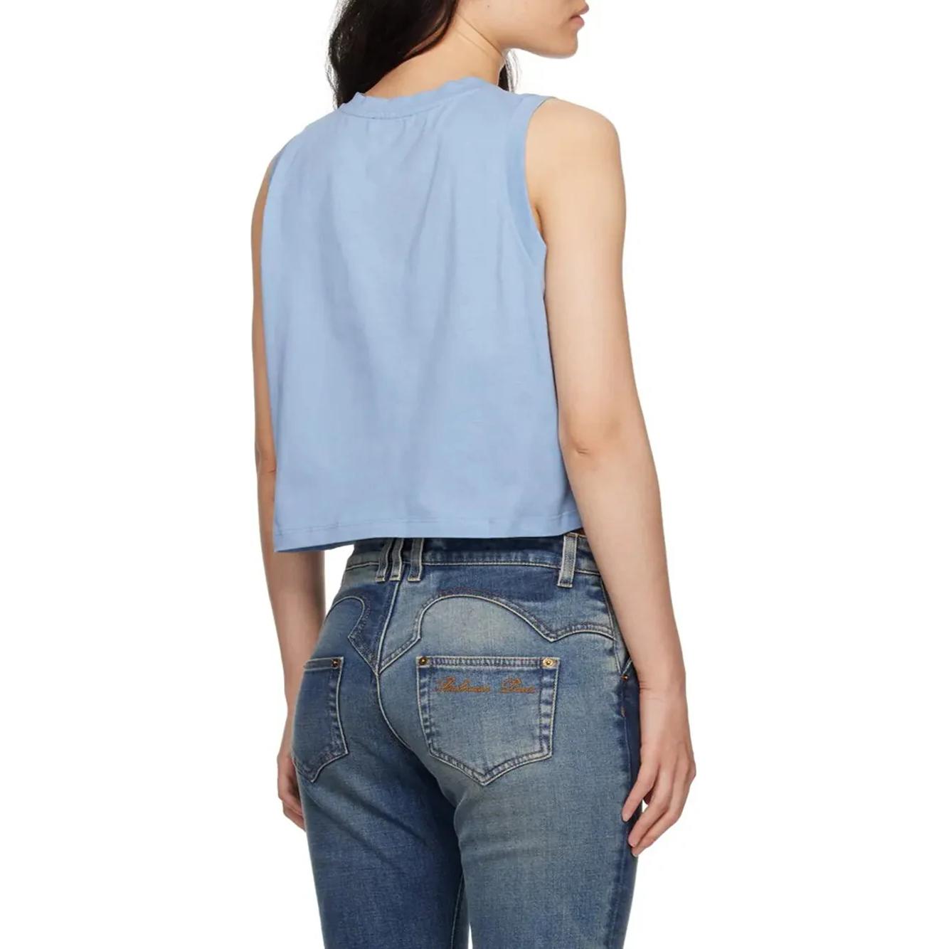 Details for BALMAIN  Blue Logo Sleeveless Tank Top CF1EA025BB01-SLF