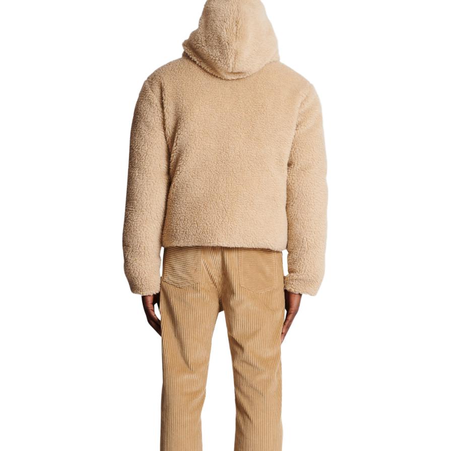 Purchase 巴尔曼棕色双面羊羔绒外套字母印花设计. BH1TH680-XG23-0AI