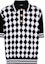 Order BALMAIN Checkered Knit Button Short Sleeve Polo Shirt Black DH1GB045-KG87-EAB
