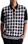 Shop BALMAIN Checkered Knit Button Short Sleeve Polo Shirt Black DH1GB045-KG87-EAB