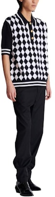 BALMAIN Checkered Knit Button Short Sleeve Polo Shirt Black DH1GB045-KG87-EAB Purchase BALMAIN Checkered Knit Button Short Sleeve Polo Shirt Black DH1GB045-KG87-EAB