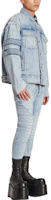 Lookbook BALMAIN FW22 Ribbed Patchwork Denim Jacket Blue YH0TC149DC57-6FC