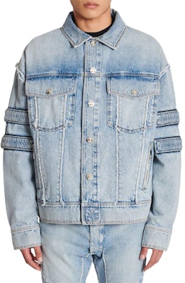 발망 FW22 리브드 패치워크 데님 자켓 블루 YH0TC149DC57-6FC Shop 발망 FW22 리브드 패치워크 데님 자켓 블루 YH0TC149DC57-6FC