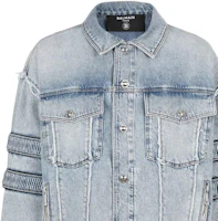Purchase BALMAIN FW22 Ribbed Patchwork Denim Jacket Blue YH0TC149DC57-6FC