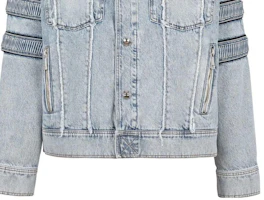 Details for BALMAIN FW22 Ribbed Patchwork Denim Jacket Blue YH0TC149DC57-6FC