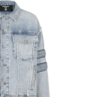Sizing BALMAIN FW22 Ribbed Patchwork Denim Jacket Blue YH0TC149DC57-6FC