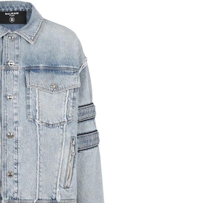 발망 FW22 리브드 패치워크 데님 자켓 블루 YH0TC149DC57-6FC Sizing 발망 FW22 리브드 패치워크 데님 자켓 블루 YH0TC149DC57-6FC