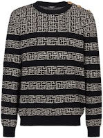 Balmain Grey Crewneck Printed Pullover Sweater. DH1KD010KH09GFE Balmain Grey Crewneck Printed Pullover Sweater. DH1KD010KH09GFE