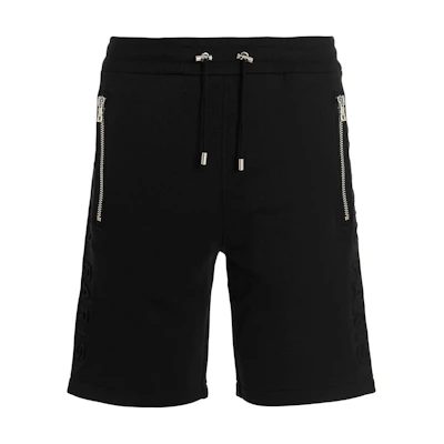 BALMAIN High-Waisted Drawstring Straight Casual Shorts Black. AH1OA000BB340PA