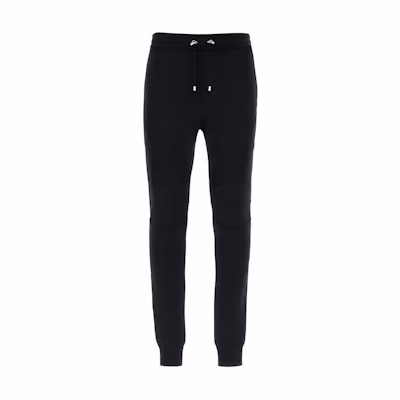 BALMAIN Logo Print Drawstring Knit Joggers in Dark Black. AH0OB000BB04-EAB