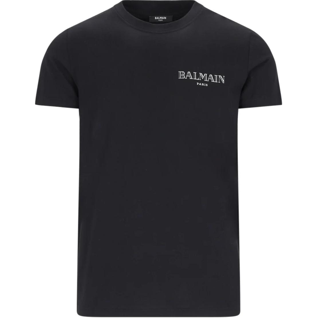 BALMAIN  Logo Print Slim Fit Crew Neck T-Shirt Black DH1EF000GD84-EAC