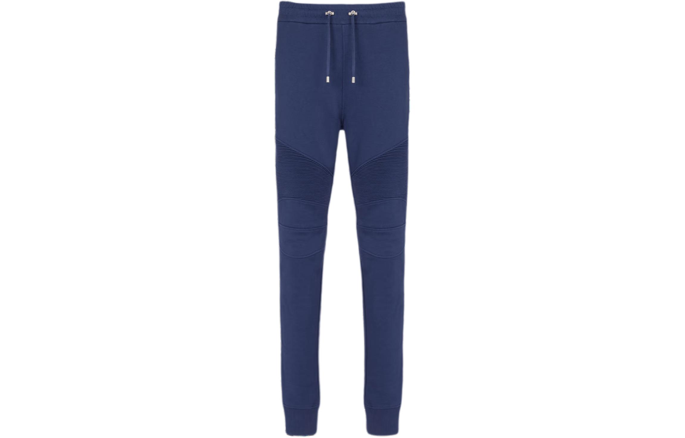 BALMAIN  Navy Blue Elastic Waist Jogger Knit Pants BH1OB000-BB66-SJW