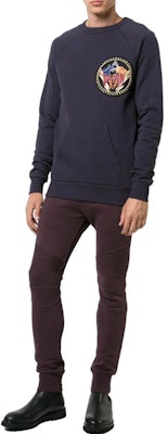 巴尔曼 海军蓝标志贴布长袖套头毛衣 W7H6102J928B-129 Lookbook 巴尔曼 海军蓝标志贴布长袖套头毛衣 W7H6102J928B-129