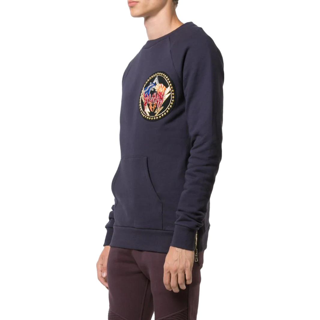 Purchase 巴尔曼 海军蓝标志贴布长袖套头毛衣 W7H6102J928B-129