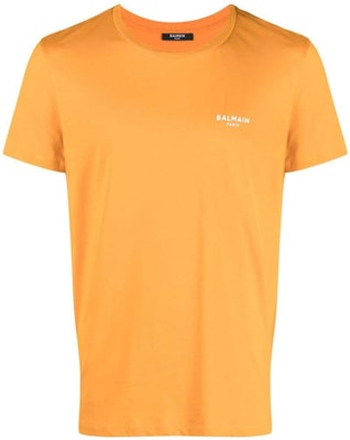 BALMAIN Orange Crewneck T-Shirt with Small Logo Print. AH1EF000BB04-KBJ Order BALMAIN Orange Crewneck T-Shirt with Small Logo Print. AH1EF000BB04-KBJ