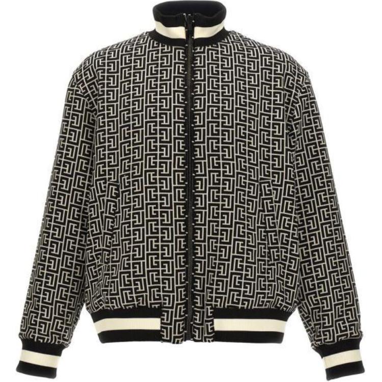 BALMAIN  Reversible Bomber Jacket Black Long Sleeve Zip-Up DH1TF840VE82-SKU