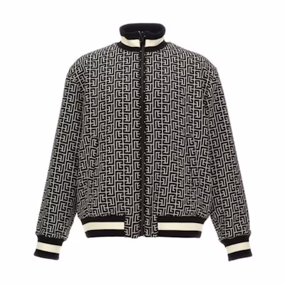 BALMAIN Reversible Bomber Jacket Black Long Sleeve Zip-Up DH1TF840VE82-SKU