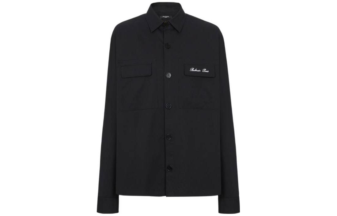 Order 巴尔曼黑色字母印花设计签名衬衫式外套。 CH1HS166-CC63-0PA