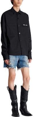 BALMAIN Signature Overshirt Black Button-Up with Letter Print Design. CH1HS166-CC63-0PA Shop BALMAIN Signature Overshirt Black Button-Up with Letter Print Design. CH1HS166-CC63-0PA
