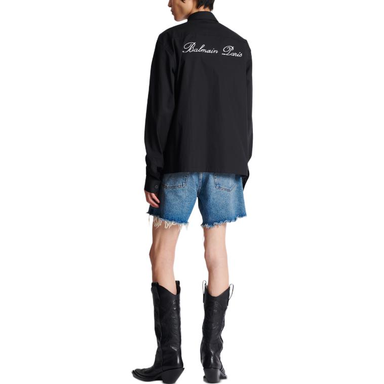 Purchase 巴尔曼黑色字母印花设计签名衬衫式外套。 CH1HS166-CC63-0PA