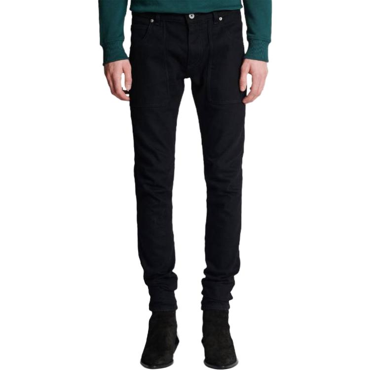 Shop BALMAIN 修身中腰黑色牛仔褲 BH1MG001DD71-0PA