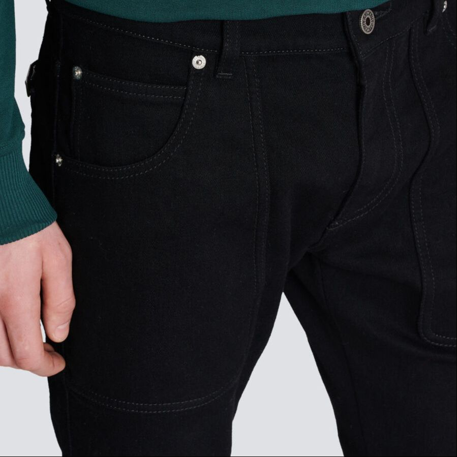 Sizing BALMAIN 修身中腰黑色牛仔褲 BH1MG001DD71-0PA