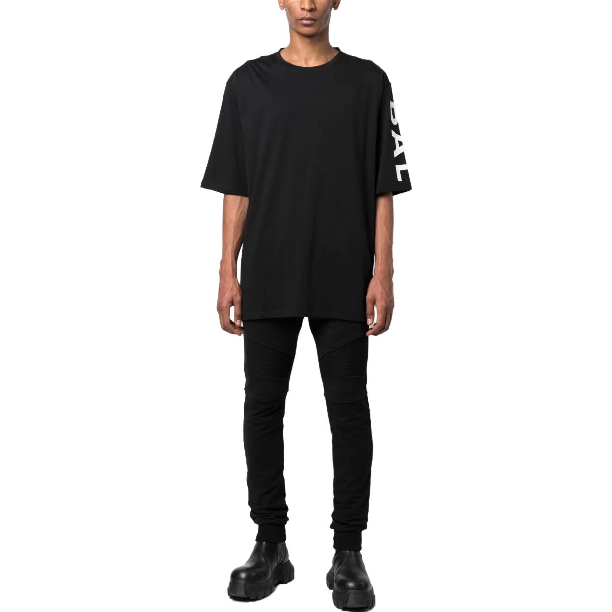 Lookbook BALMAIN Seluar Jogger Slim Fit Knit dengan Pinggang Bertali Hitam. BH1OB000BB04-EAB