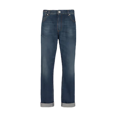 BALMAIN Slim Fit Multi-Pocket Cropped Jeans Blue BH0MI044-DD93-6KD