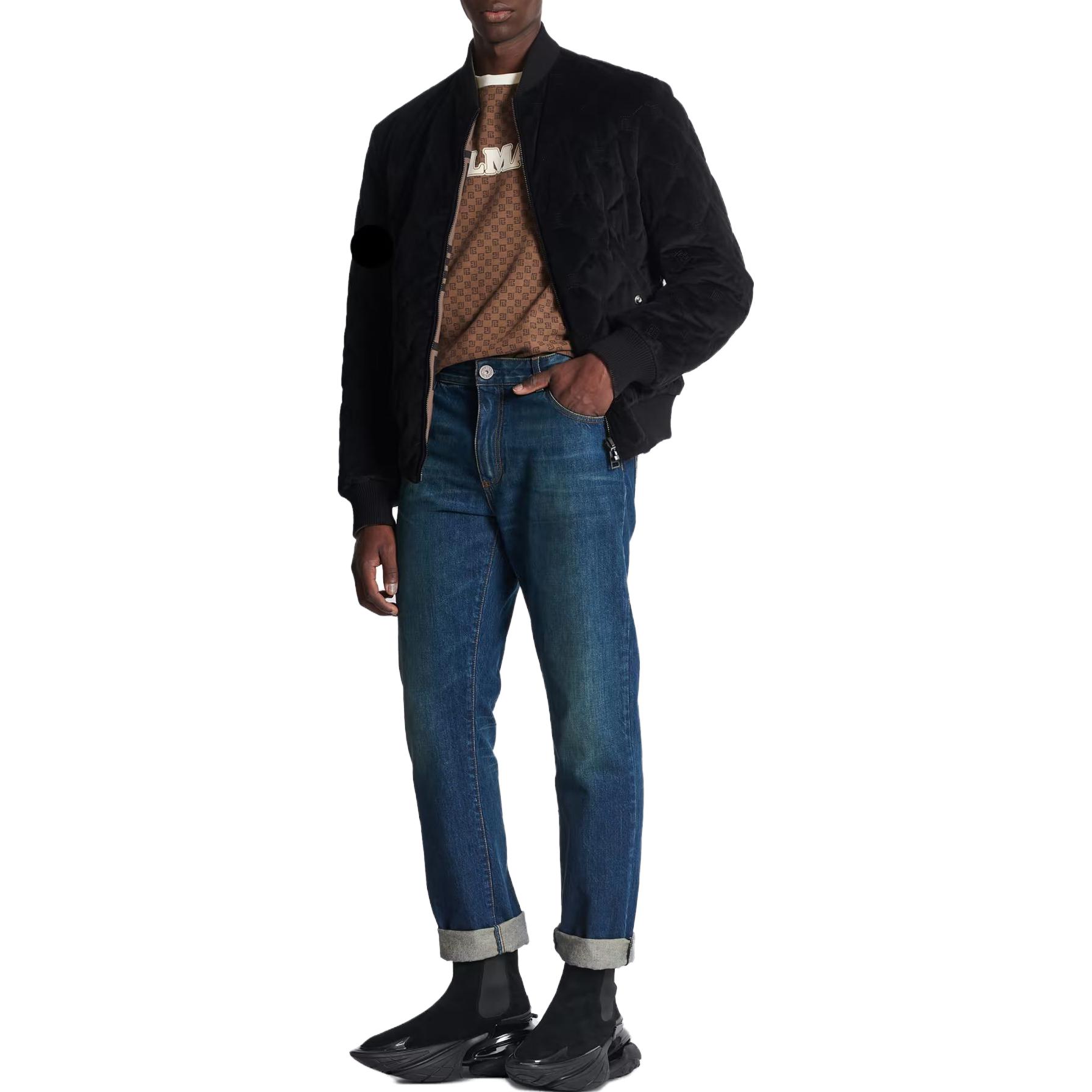 Lookbook 발망 슬림핏 멀티포켓 크롭드 진 블루 BH0MI044-DD93-6KD