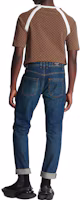 Shop BALMAIN 修身多口袋九分牛仔褲 藍色 BH0MI044-DD93-6KD
